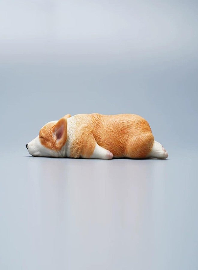RillyRellow Miniature Corgi Figurine, Dollhouse Miniature Corgi, 1:12 Sleeping Welsh Corgi Dog, Home Fairy Garden Decoration, Simulation Dog Resin Figures (1PCS) (Brown on Stomach) - Image 5